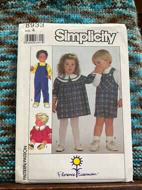 Simplicity Sewing pattern 8933 toddler overall romper dress size 4